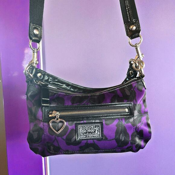 Coach Poppy Purple Leopard Print Crossbodt and Wristlet - Picture 3 of 15